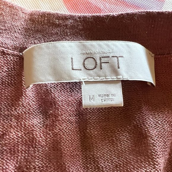 Loft Dark Mauve Long Sheer Cardigan - Medium - Picture 4 of 5
